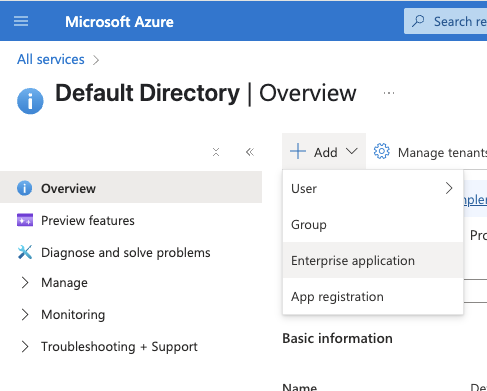 Screenshot of default directory
