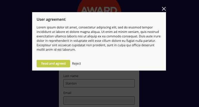 Award Force user agreement