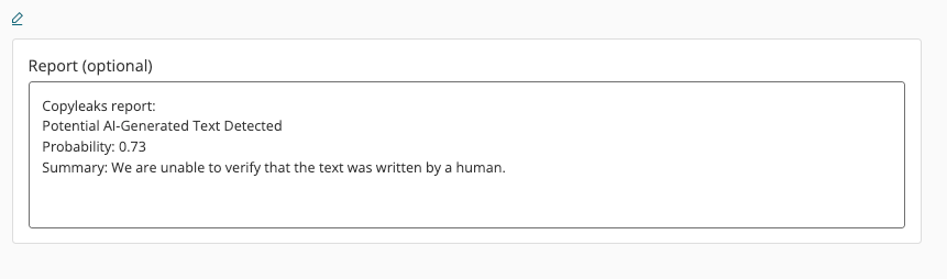 Copyleaks report field example