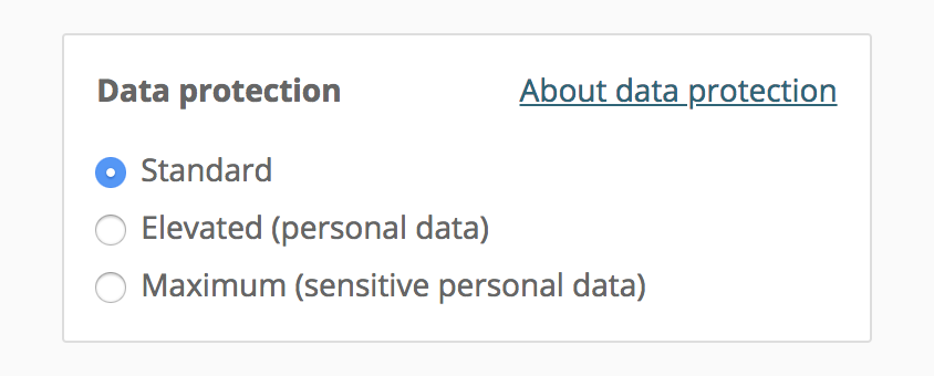 Data protection radio buttons