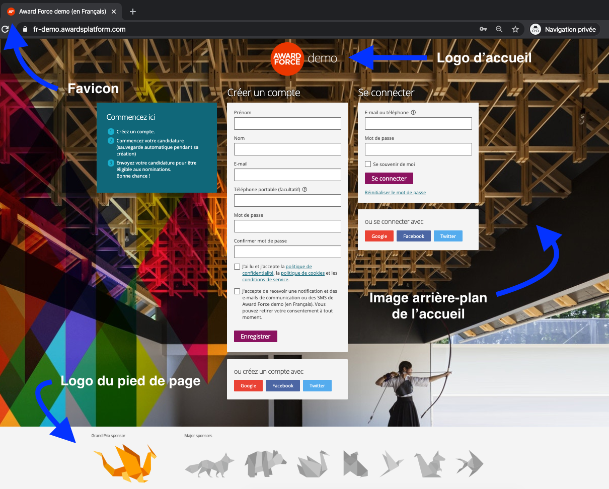 image montrant la page d'inscription