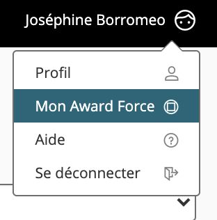 image montrant le menu profil