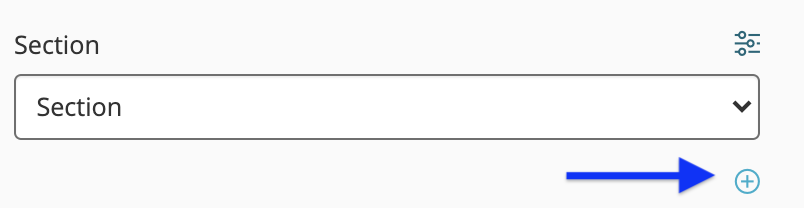 image montrant comment ajouter une section en cliquant sur le signe plus