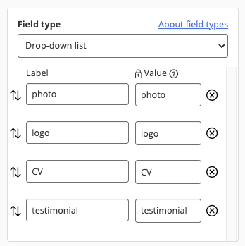 Drop-down configuration example