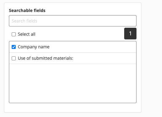 Searchable fields selection list