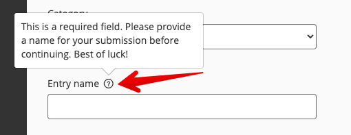 Entry name field label help option