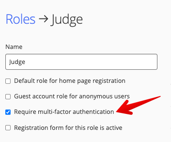 Require multi-factor authentication checkbox in role settings