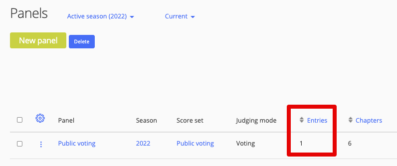 Number of entries in a panel column