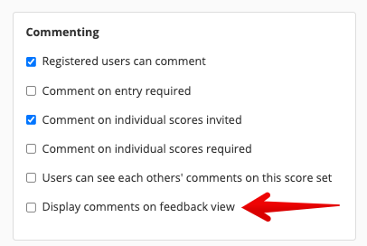 Display comments on feedback view checkbox