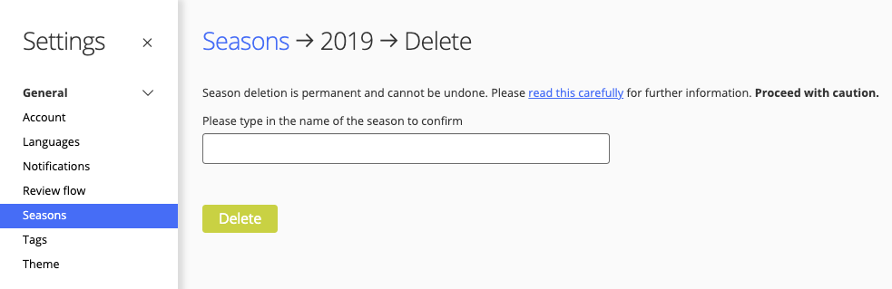 Confirm deletion
