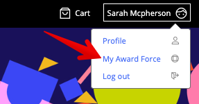 MyAwardForce link in profile menu