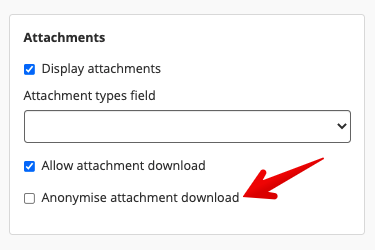 Anonymise attachment download checkbox