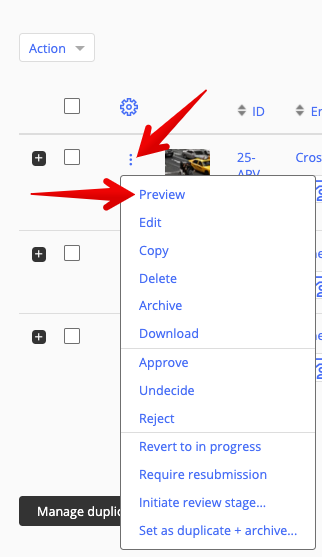 Preview in ellipsis list