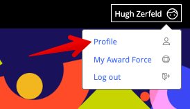 Profile option in drop-down