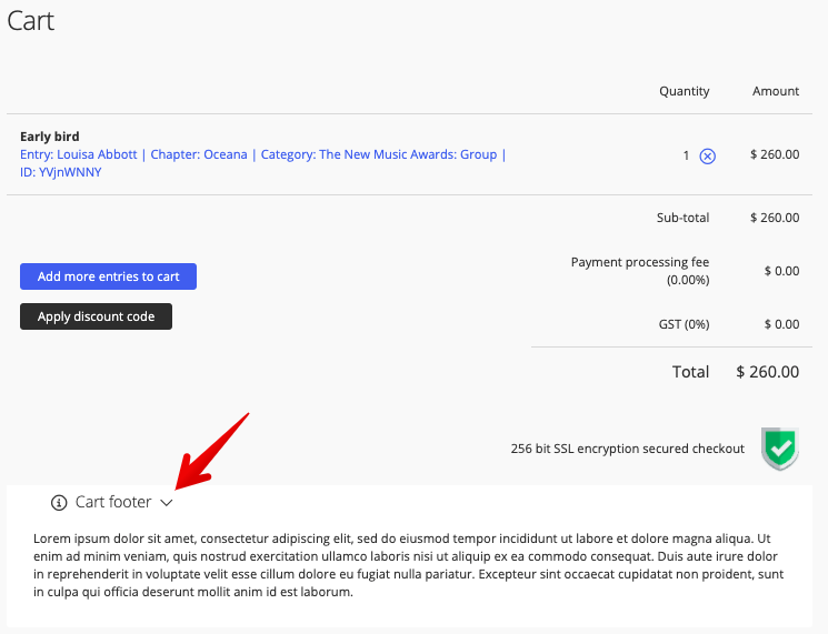 Cart footer example