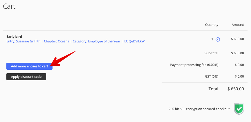 Add more entries to cart