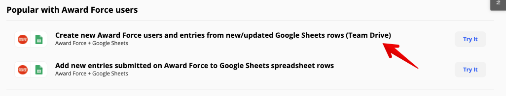 Create new Award Force users and entries option