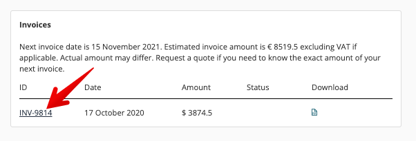 Invoice number link