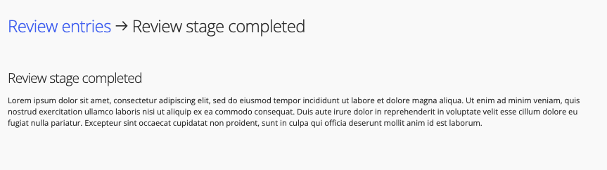 Review stage completed example