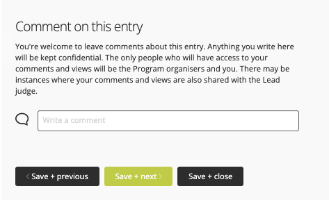 Judging page comment area example