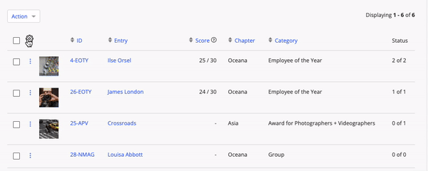 Clicking the cog icon to add additional columns to the leaderboard view