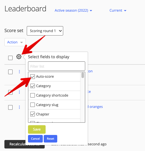 Auto-score in cog menu