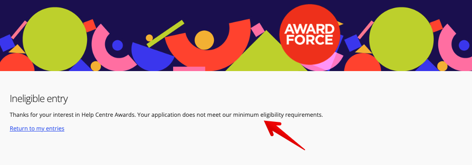Entry ineligible example