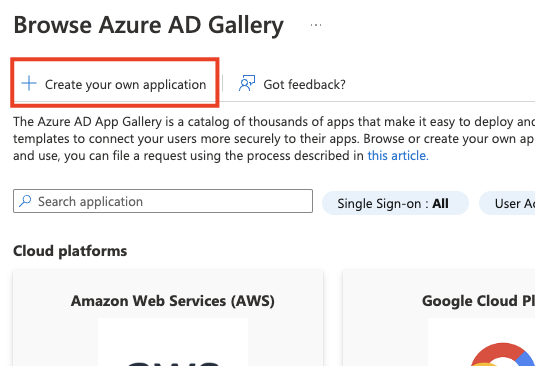 Create your own application button in Azure