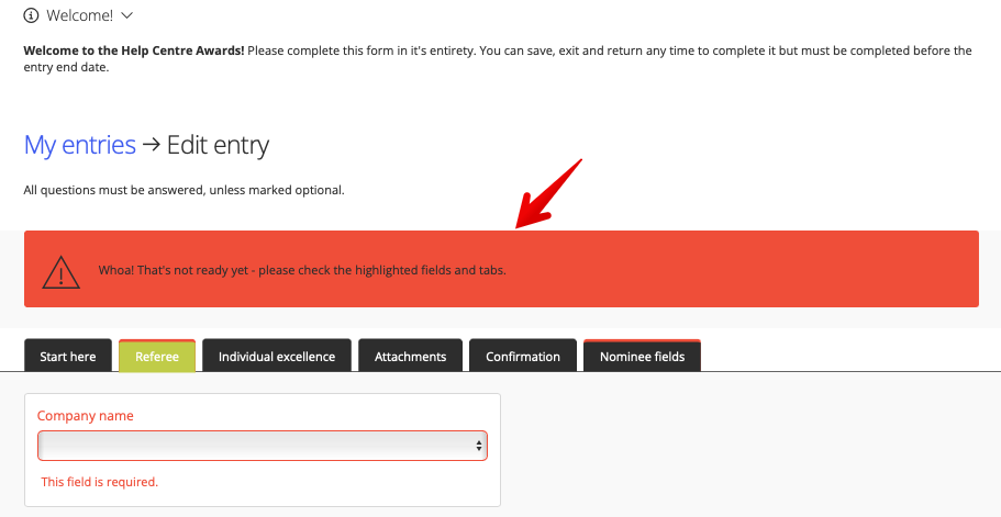 Alert box error and text