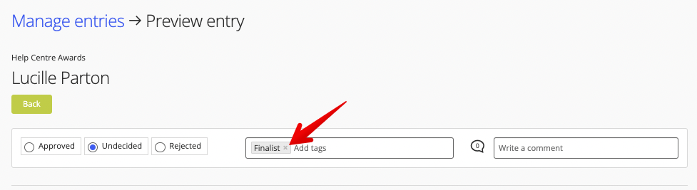 Click X to remove tag