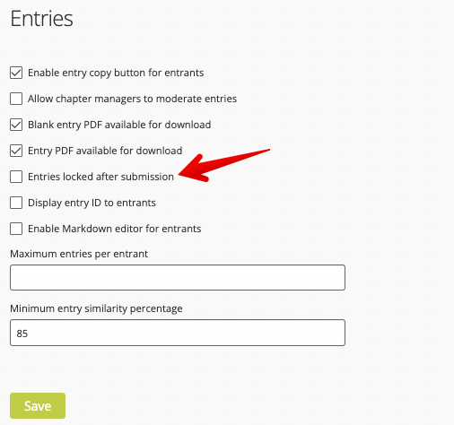 Entries locked after submission checkbox