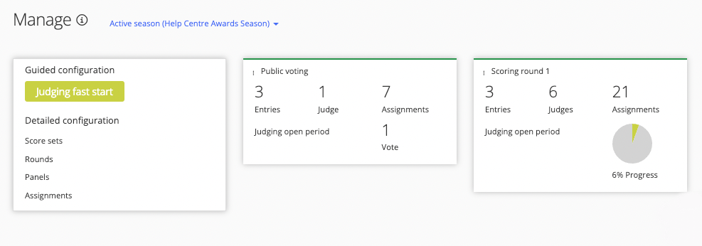 Judging dashboard example