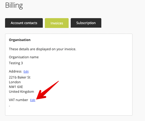 Edit VAT number