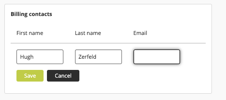 Add billing contact name and email