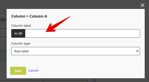 Set the column label
