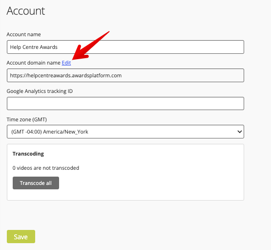 Edit link next to domain