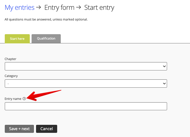 Default entry name label