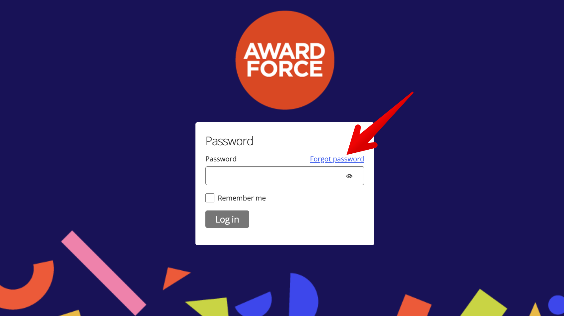 Forgot password link on login page