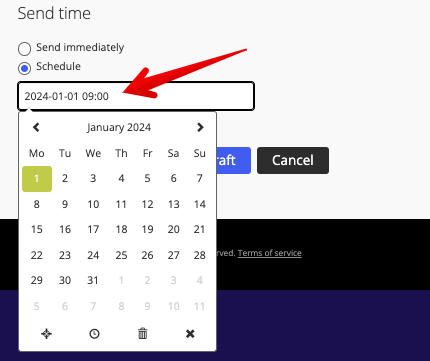 Schedule send date and time