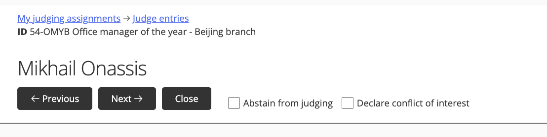 Abstain from judging and Declare conflict of interest checkboxes for judges.png